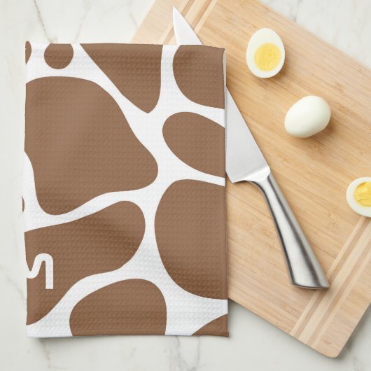 Dierlijke druk- bruin en wit girafpatroon theedoek (Quarter Fold)