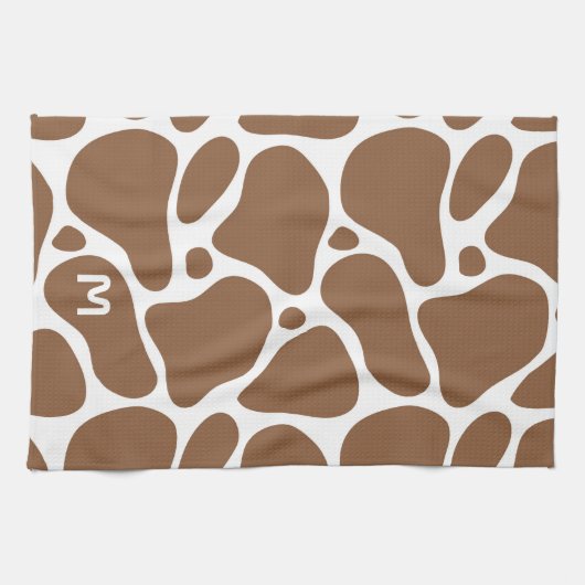 Dierlijke druk- bruin en wit girafpatroon theedoek (Horizontaal)