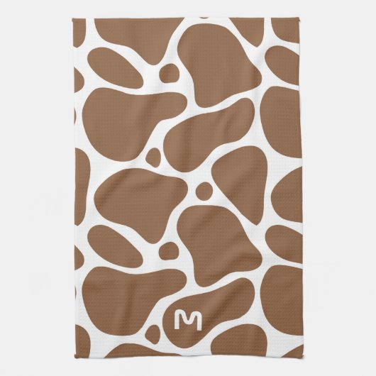 Dierlijke druk- bruin en wit girafpatroon theedoek (Verticaal)