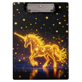 Dierlijke eenhoorn fantasie gouden lichtgevende st klembord