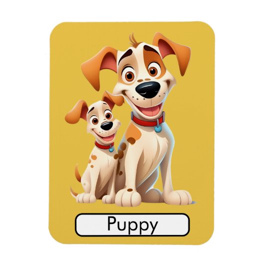 Dierlijke Flashcard Dog / Puppy, kinder, Leren Magneet (Verticaal)