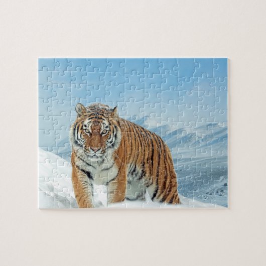 Dierlijke foto Sneeuw Tiger Mountains Trendy Winte Legpuzzel (Horizontaal)