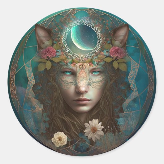 Dierlijke geest Mystical Fantasy Art Ronde Sticker (Voorkant)