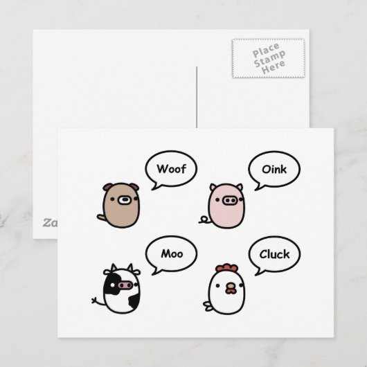 Dierlijke geluiden briefkaart (Voorkant / Achterkant)