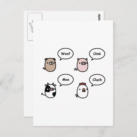 Dierlijke geluiden briefkaart (Voorkant / Achterkant)