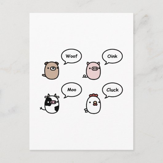 Dierlijke geluiden briefkaart (Voorkant)