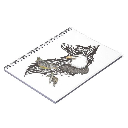 Dierlijke gidsen voor wolf, houthakken, adelaars, notitieboek (Linkerzijde)