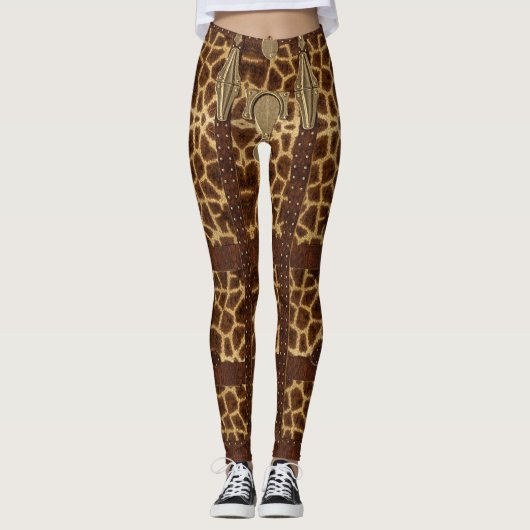 dierlijke Giraffe met leder uit de Leggings (Voorkant)