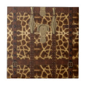  dierlijke Giraffe met leder uit de  Tegeltje (Voorkant)