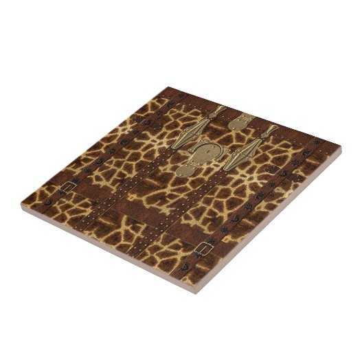  dierlijke Giraffe met leder uit de  Tegeltje (Zijkant)