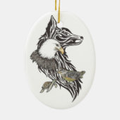Dierlijke Guides Wolf, Eagle, Woodcock, Turtle Keramisch Ornament (Achterkant)