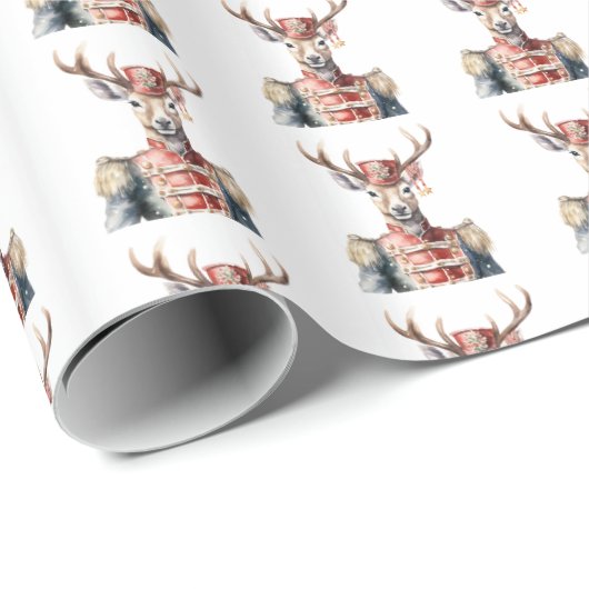 Dierlijke Herten Notenkraker Kerst Wrapping Papier (Rol Hoek)