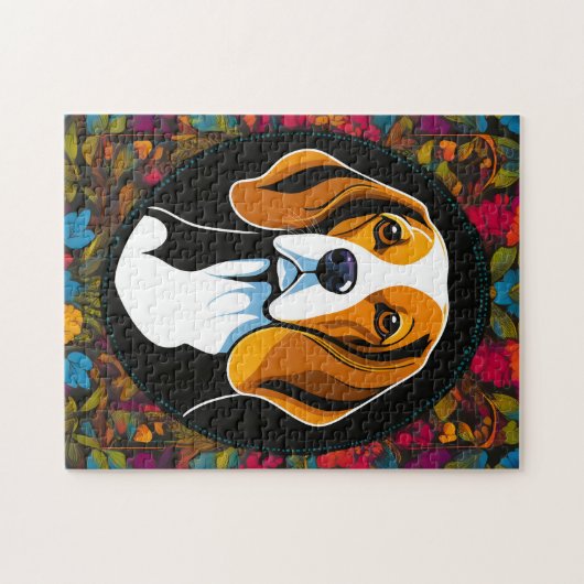 Dierlijke hond Beagle Vibrant Legpuzzel (Horizontaal)