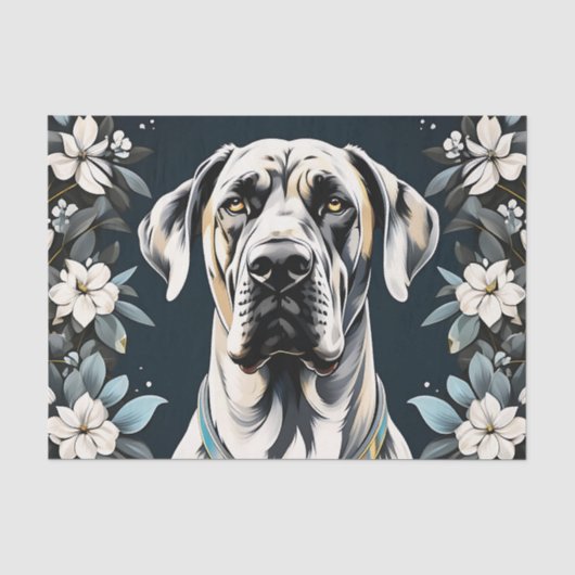 Dierlijke Hond Grote Deen Floral Tissuepapier (Voorkant)