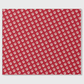 Dierlijke Hond Kat Pet Paw Print Patroon Rood & Wi Cadeaupapier (Vlak)