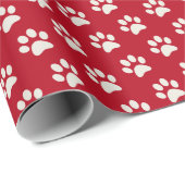 Dierlijke Hond Kat Pet Paw Print Patroon Rood & Wi Cadeaupapier (Rol Hoek)