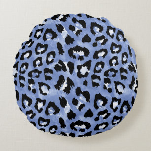 Dierlijke huid Allure: Waterverf Leopard Rond Kussen
