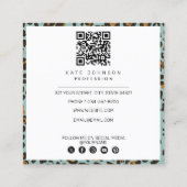 Dierlijke huid Luipaard Afdrukpatroon Sage QR-code Vierkante Visitekaartje (Achterkant)