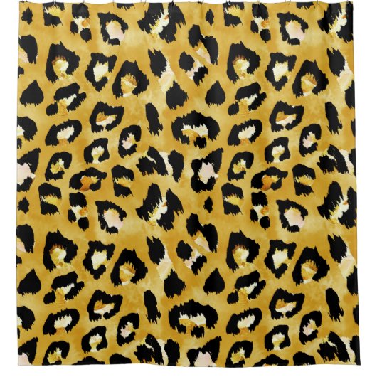 Dierlijke huid, Waterverf luipaard naadloos. Douchegordijn (Voorkant)