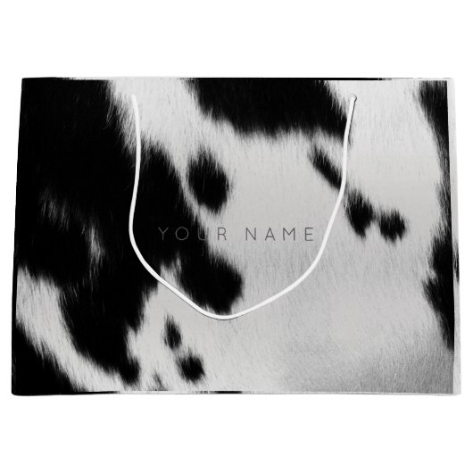 Dierlijke huid Zwart Wit Abstract Koe Glam Large Cadeautasje (Voorkant)