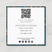 Dierlijke huidluipaard Afdrukpatroon Blauwe QR-cod Vierkante Visitekaartje (Achterkant)