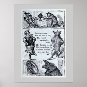  dierlijke illustratie "Fiddle-de-dee" Poster