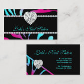 Dierlijke juwelen Zebra nails Salon Blue Roze Visitekaartje (Voorkant / Achterkant)
