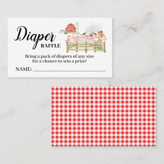 Dierlijke Kaart Raffle Ticket Baby shower (Voorkant / Achterkant)