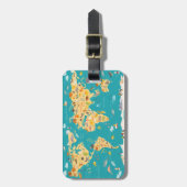 Dierlijke Kaart van de Wereld voor Kind Bagagelabel (Voorkant verticaal)