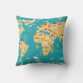 Dierlijke Kaart van de Wereld voor Kind Kussen (Achterkant)