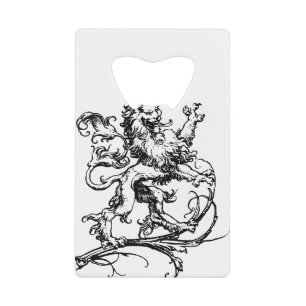 Dierlijke kat Decoratief Heraldry Lion Mammal Creditkaart Flessenopener