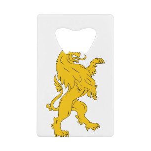 Dierlijke kat Heraldry-leder zoogdier gestikt Creditkaart Flessenopener