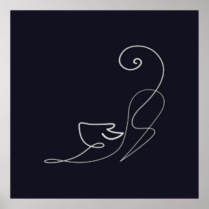 Dierlijke kat   Lijnkunst   Kat Lover Poster