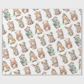 Dierlijke kerstvakantie cadeaupapier (Vlak)