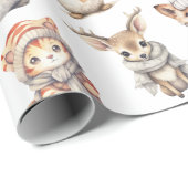 Dierlijke kerstvakantie cadeaupapier (Rol Hoek)