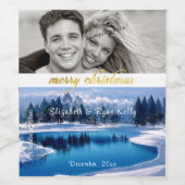 Dierlijke kerstwinter wijn etiket (Enkel label)