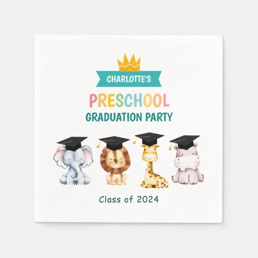 Dierlijke Kinder voorschoolse Afstuderen viering Servet (Voorkant)