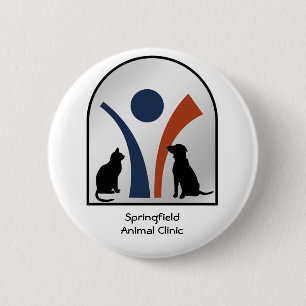 Dierlijke Logo met kat en hond Ronde Button 5,7 Cm