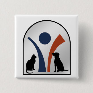 Dierlijke Logo met kat en hond Vierkante Button 5,1 Cm
