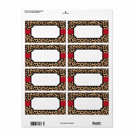 Dierlijke luipaard printlabels etiket (Full Sheet)