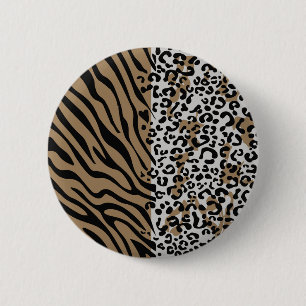 Dierlijke luipaard zebrapatroon Button