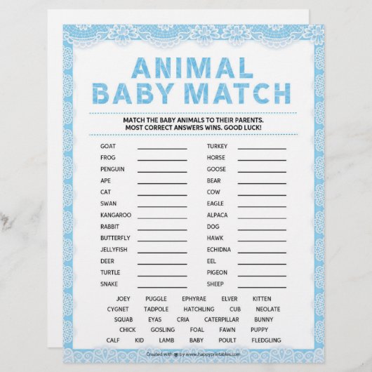 Dierlijke match [Luxe kant [blauw]] Briefhoofd (Voorkant / Achterkant)