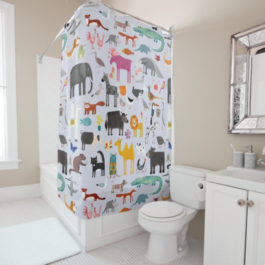 Dierlijke Menagerie Douchegordijn (In situ)