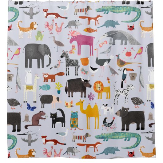 Dierlijke Menagerie Douchegordijn (Voorkant)