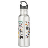 Dierlijke menagerie gepersonaliseerd waterfles  (Achterkant)