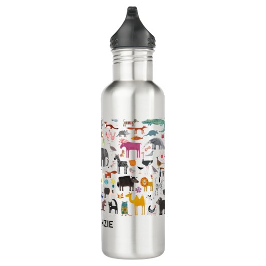 Dierlijke menagerie gepersonaliseerd waterfles  (Rechts)