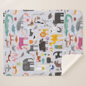 Dierlijke Menagerie Sherpa Deken (Voorkant (horizontaal))