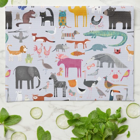 Dierlijke Menagerie Theedoek (Gevouwen)