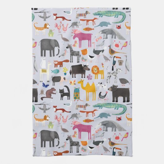 Dierlijke Menagerie Theedoek (Verticaal)