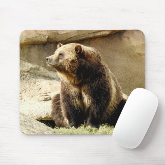 Dierlijke mousepad-reeks - Grizzly-Beer Muismat (Met muis)